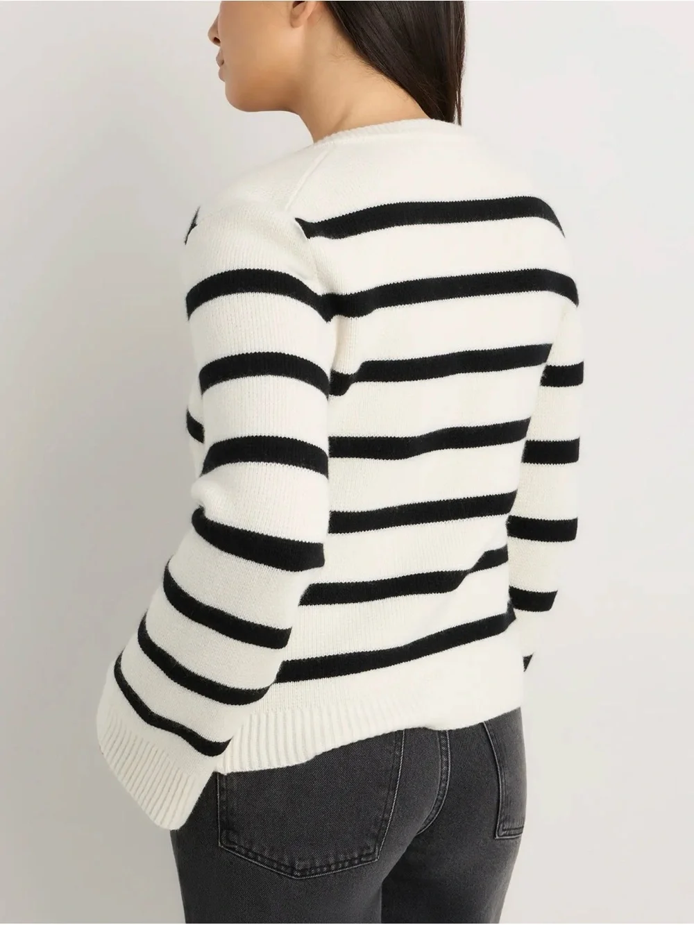 Quince Mongolian Cashmere Structured Cardigan Black & White Striped X-Large 590